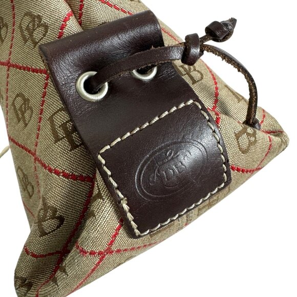 Dooney & Bourke Shoulder Bag Purse Signature Logo Monogram Tan Canvas USA Made - Picture 7 of 10